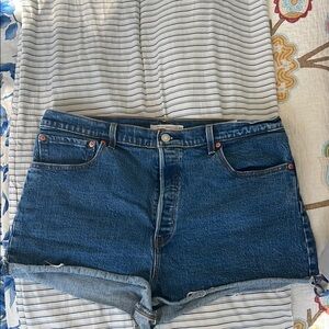 Levi's Blue Jean Shorts with Raw Edge Hem